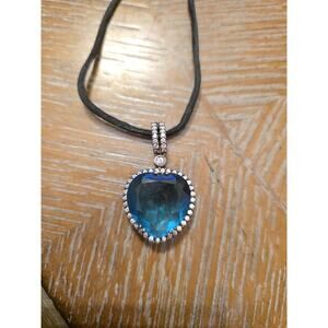 925 Sterling Silver Pendant Heart Citrine Tourmaline‎ Handmade Gemstone Rare